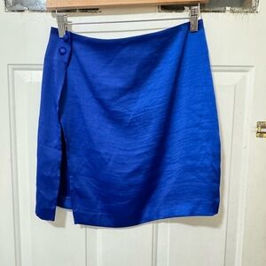 Brand New Meshki Satin Slit Skirt - Blue - Size Medium